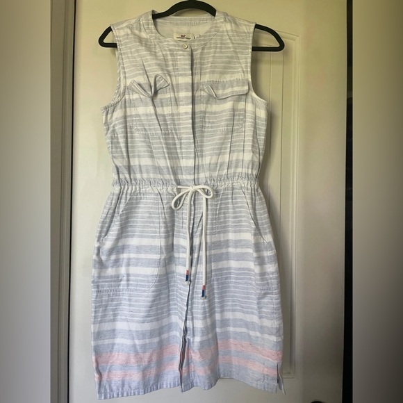 Vineyard Vines Light Blue and Coral Striped Dress Cottage Boat Summer Size Small - Picture 2 of 2